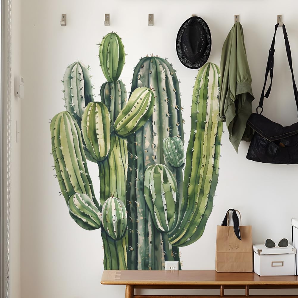 Large Bunch Cacti Wall Decals Botanical Green Plants Cactus Wall Stickers Hom…