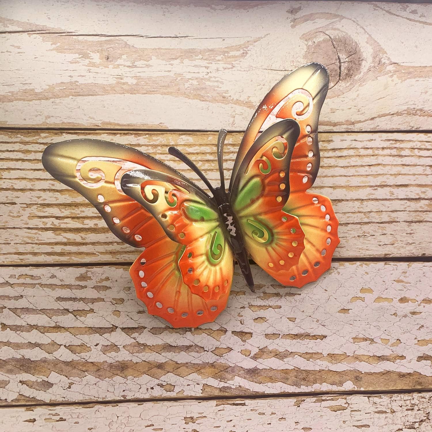 Metal Butterfly Outdoor Wall Decor- 6.5" Double Wings Butterflies, Hanging