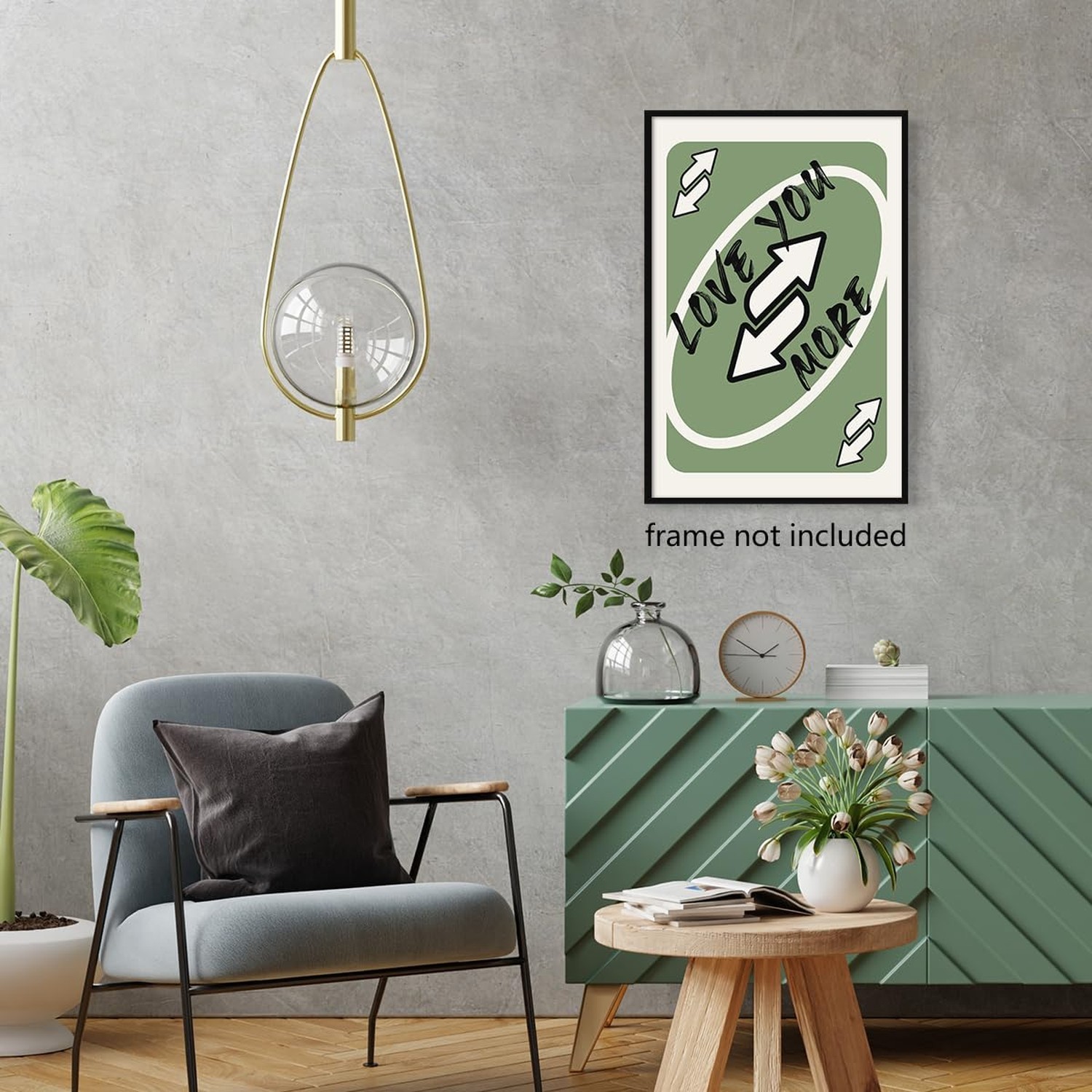 abrtolpffo Trendy Sage Green Canvas Wall Art, Love You More Quote Aesthetic P…