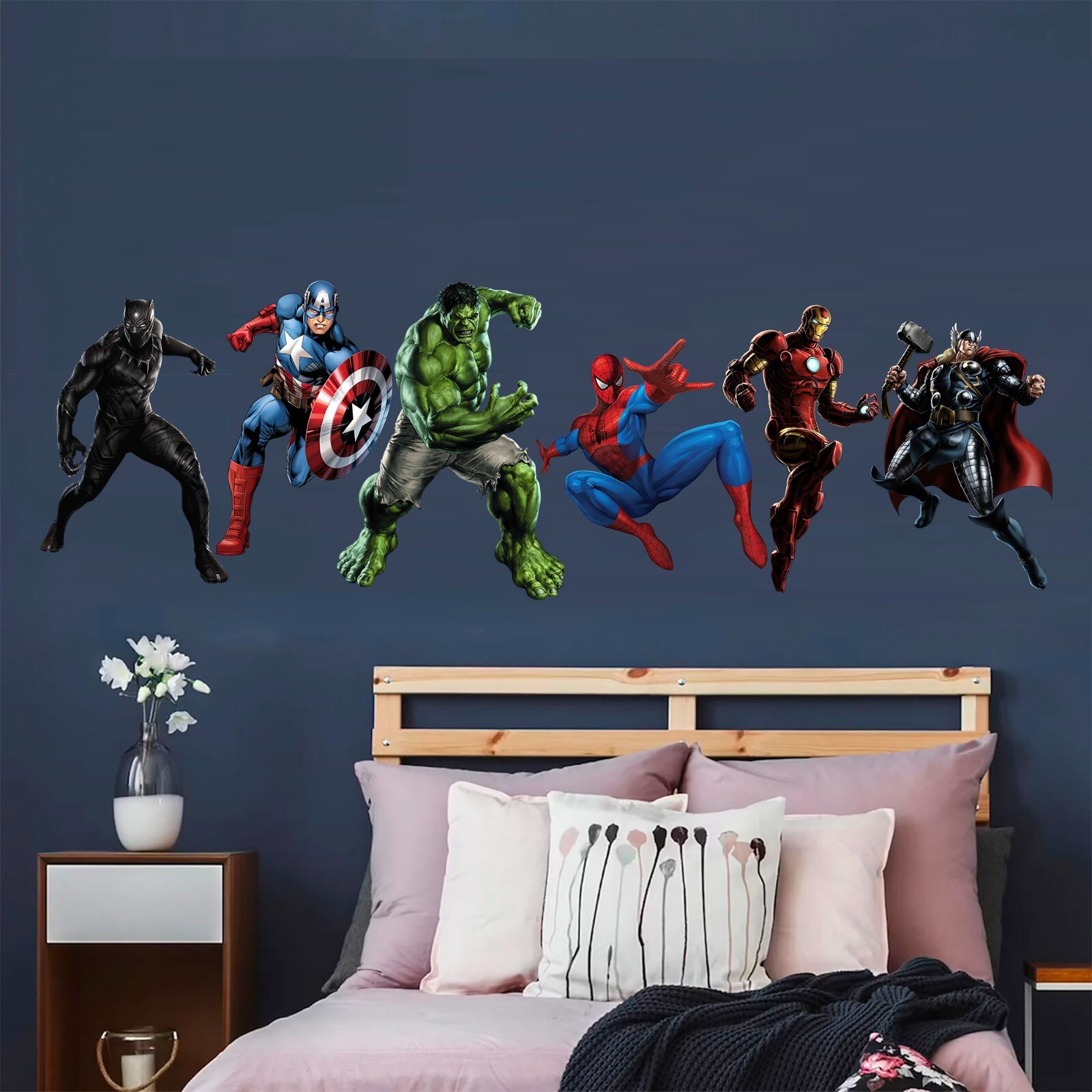 Superhero Hulk Spiderman Iron Man Captain America Avengers Wall Decal Sticker