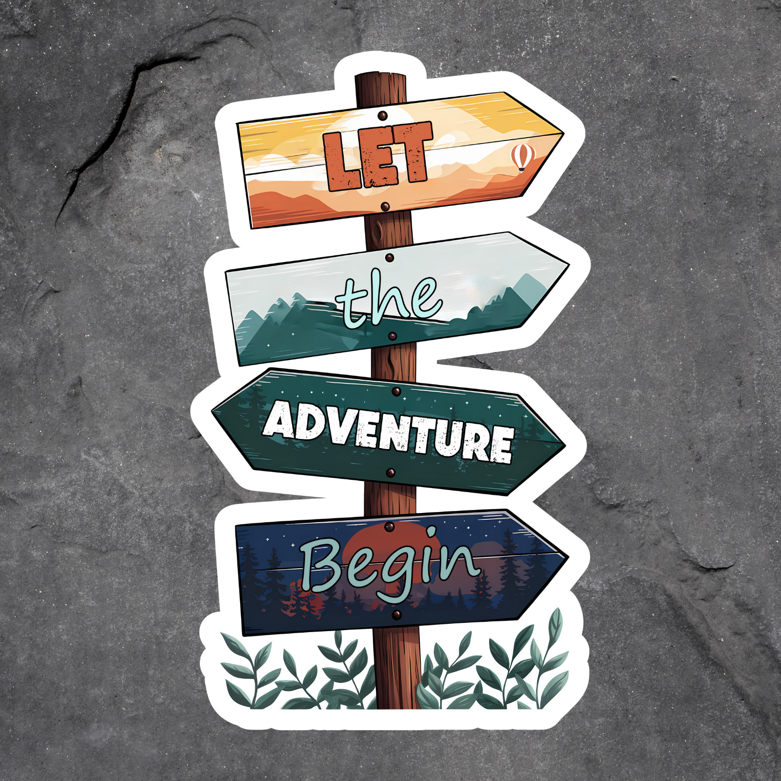 Adventure sticker vinyl decal let the adventure begin camping hiking outdoors