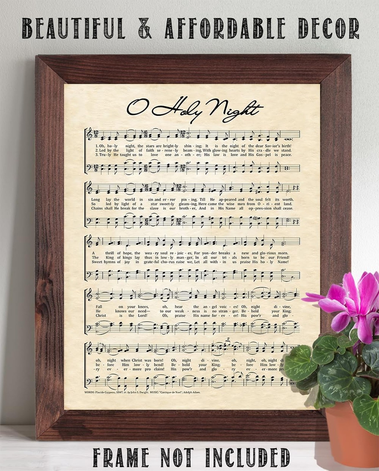 Vintage O Holy Night Music Sheet Poster – Antique Christmas Carol Wall Art De…