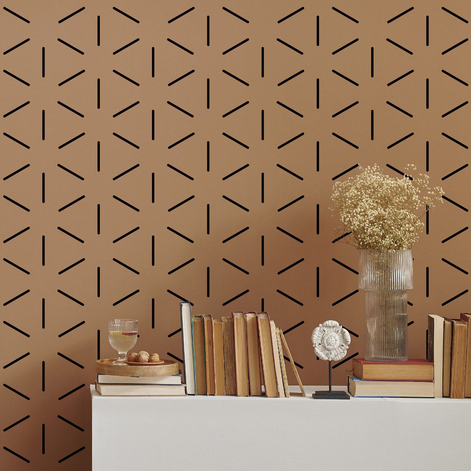Black Hexagon Geometric Lines Wall Decals, 360pcs Peel and Stick Modern Wall …