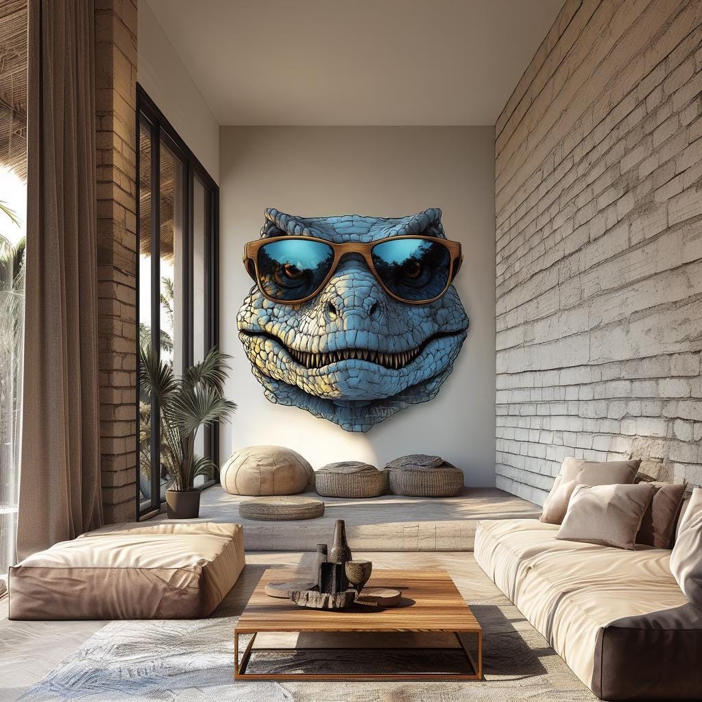 Cool Dinosaur Wall Decal with Sunglasses | 3D Raptor Art for Kids & Adults