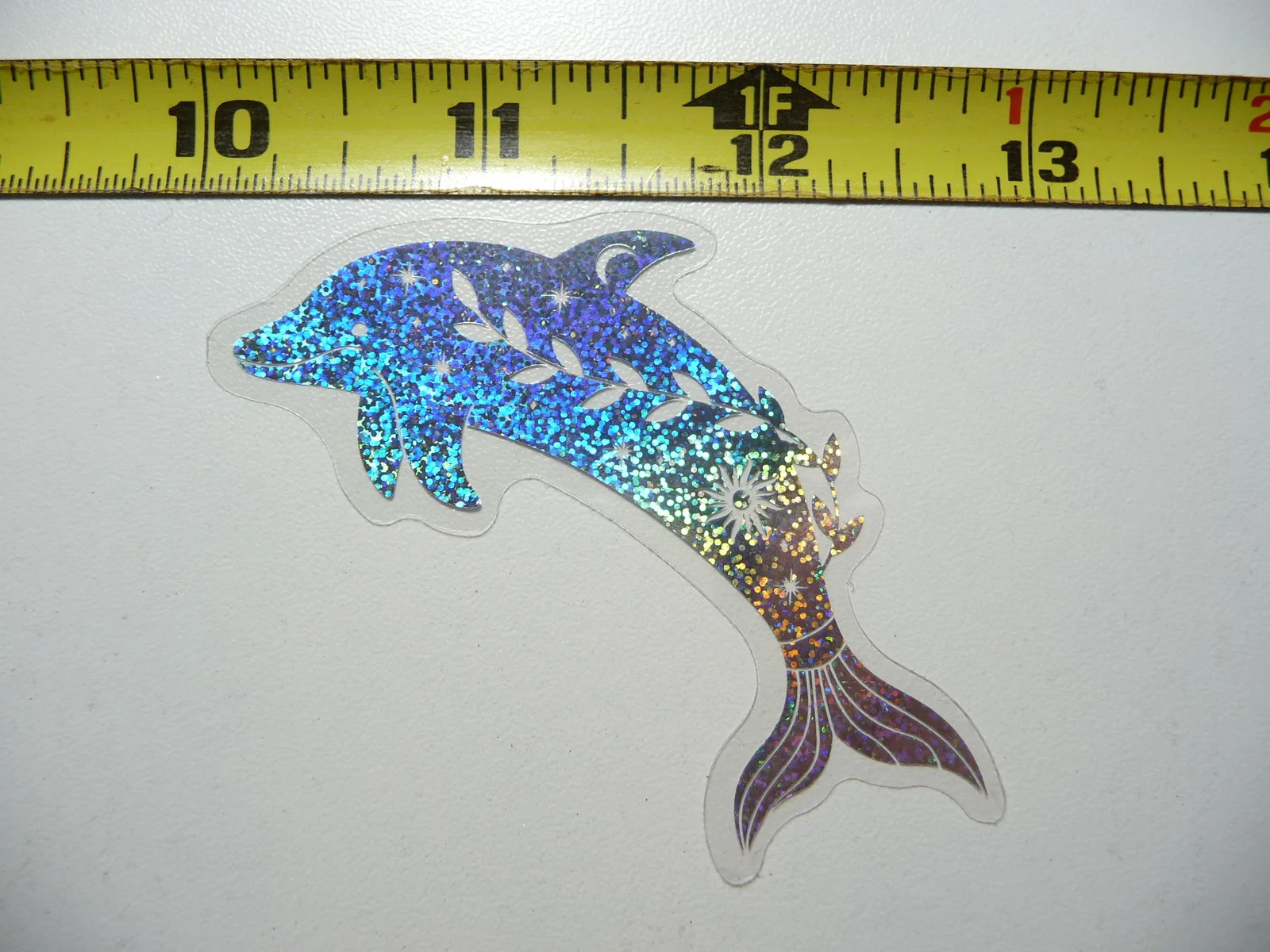 DOLPHIN BRANCH HOLOGRAPHIC SMALL STICKER CELESTIAL DECAL AMAZING SCRAPBOOKING