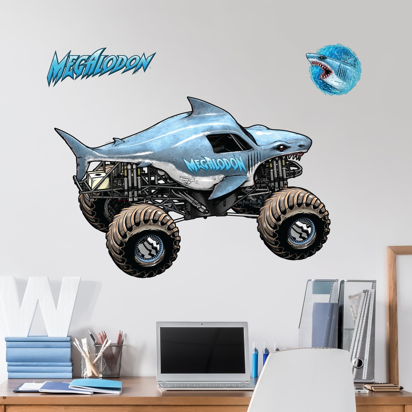 Monster Jam Megalodon Truck Wall Decal – Large 21" Wide Monster Truck Wall Vi…