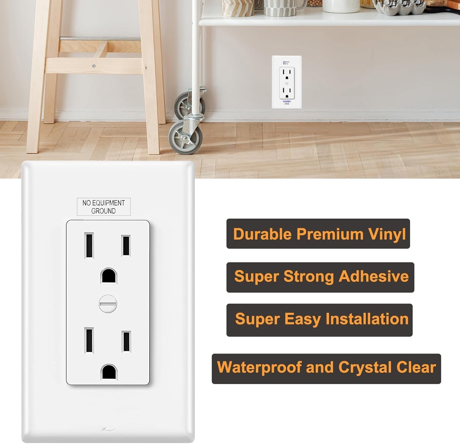 96pcs NO Equipment Ground Protected Outlet Receptacle Plates Label..