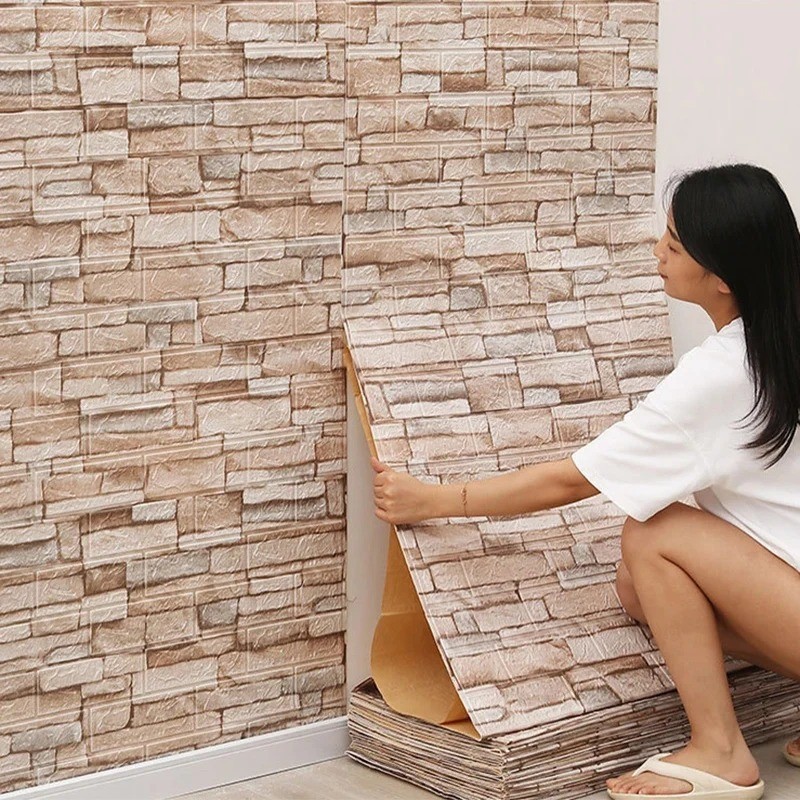 Brick Wall Sticker Self-Adhesive Wallpaper 3D Tile Foam Panel Waterproof Sticker