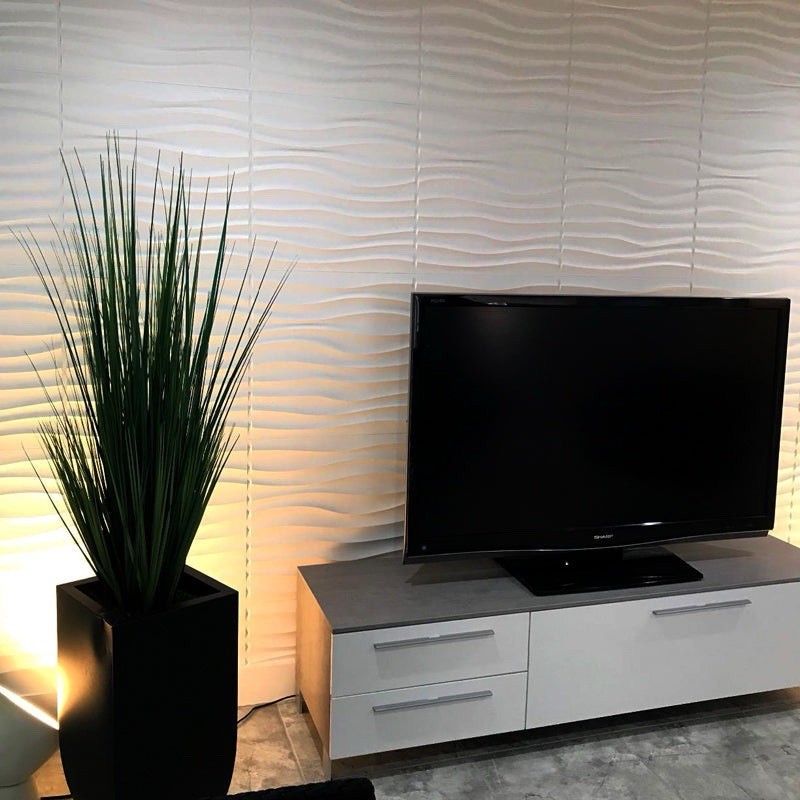 30 PIECES 3D Wall Panel Tile PVC Wave Wall Design White 11.7" x 11.7" Paintable