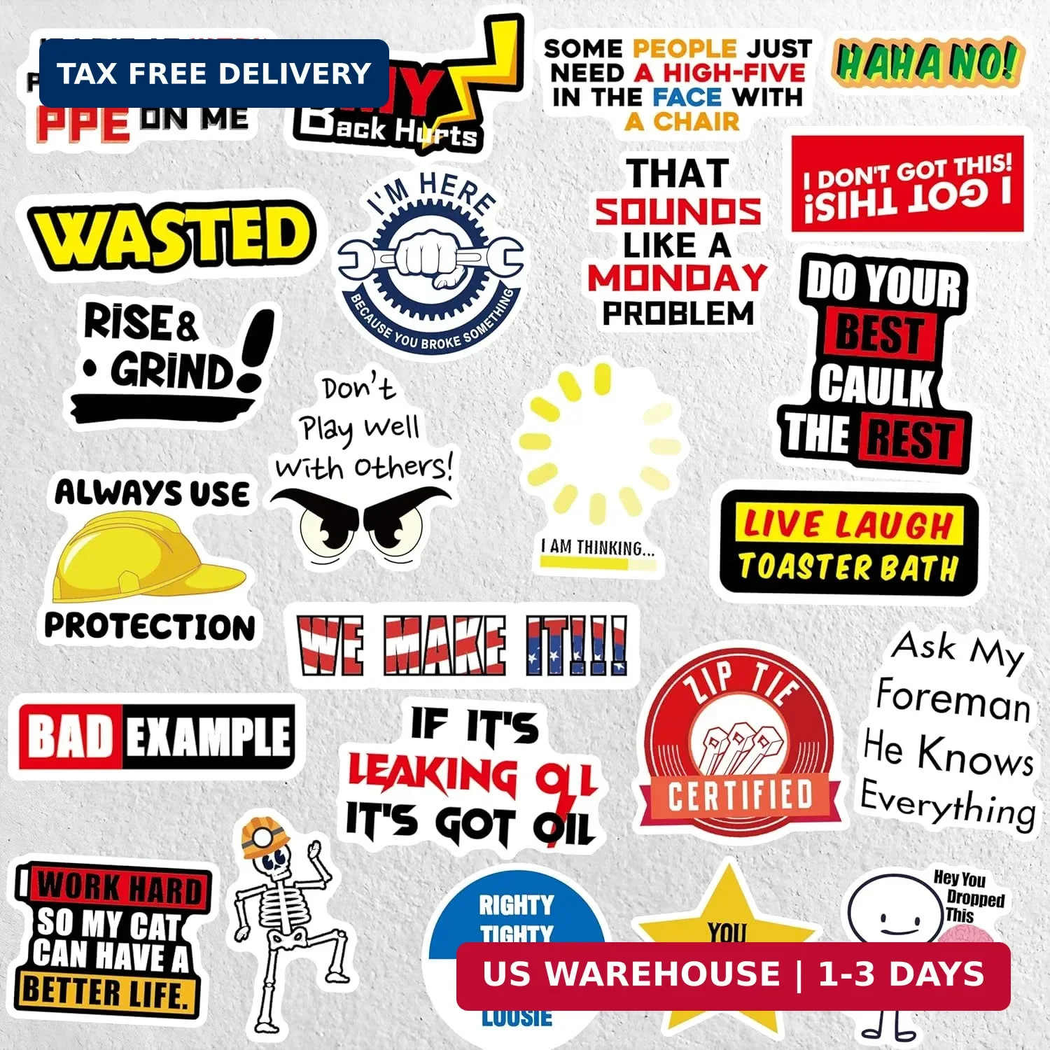 240 PCS Hard Hat Stickers for Adults- Funny,Sarcastic,No Repetition,Blue Collar