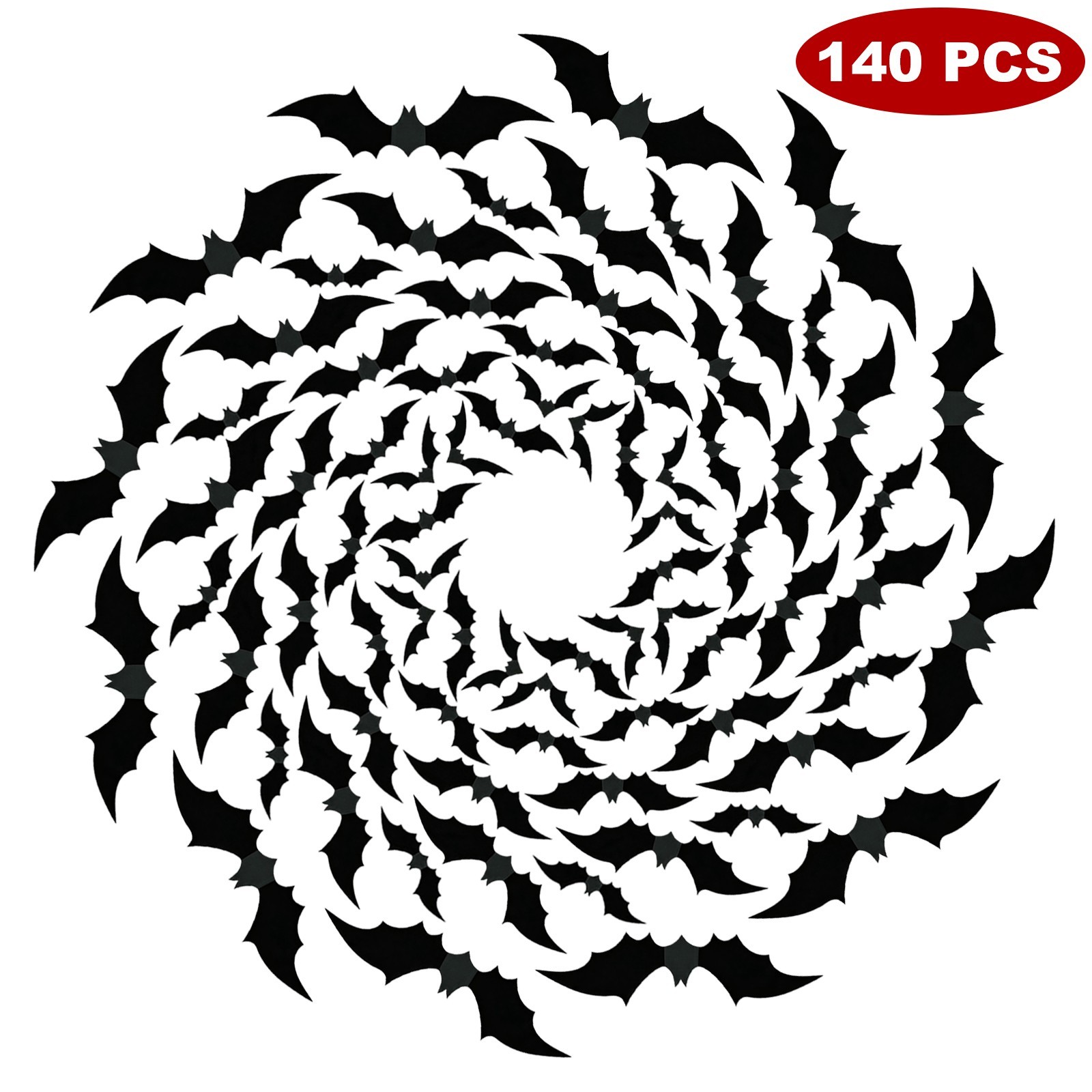 AGCAN 140Pcs Bat Wall Decor, 5 Different Sizes 3D Scary Bat Stickers