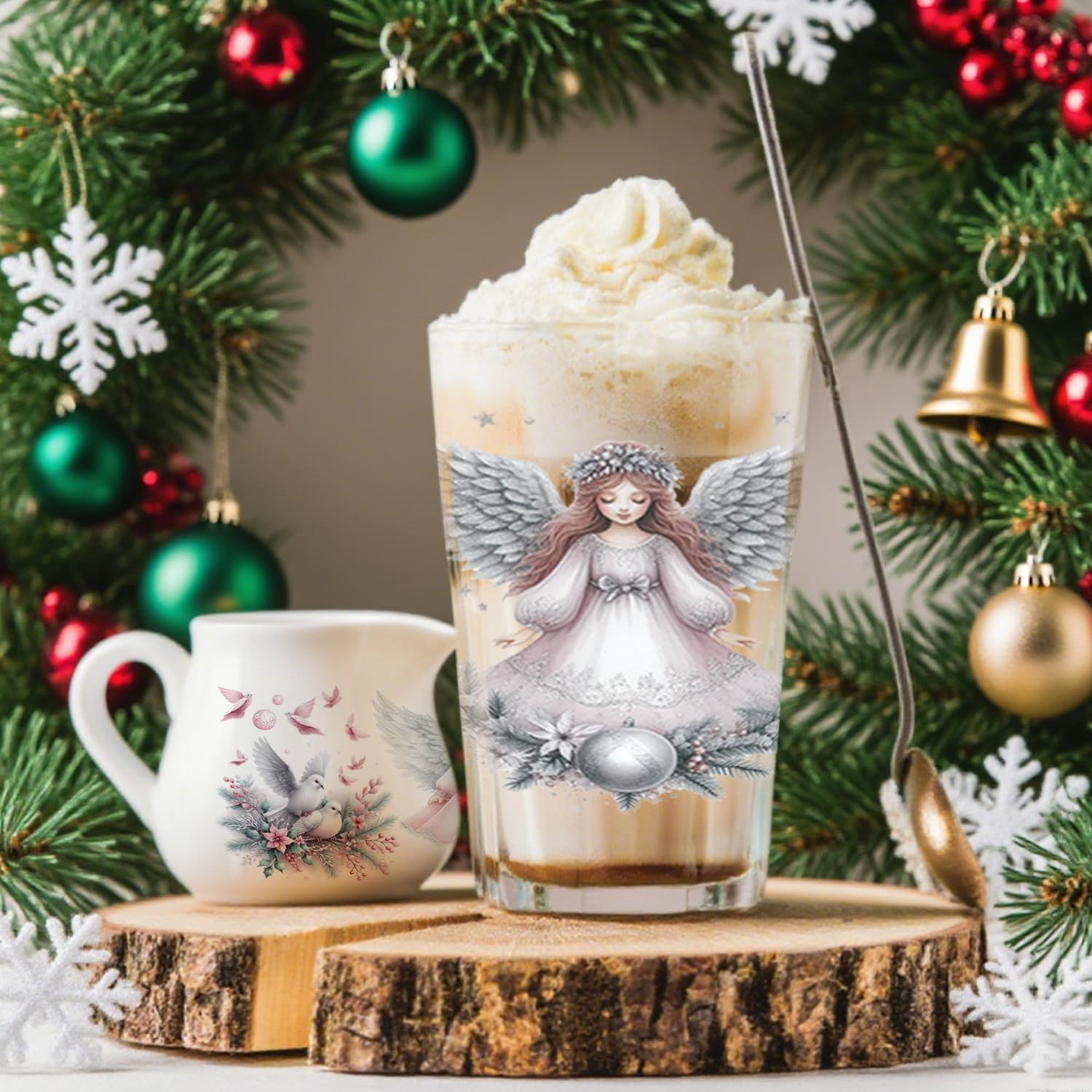 8PCS Christmas Elf Style UV DTF Stickers | 16 Oz Glass Cup Wraps, DIY Decals for