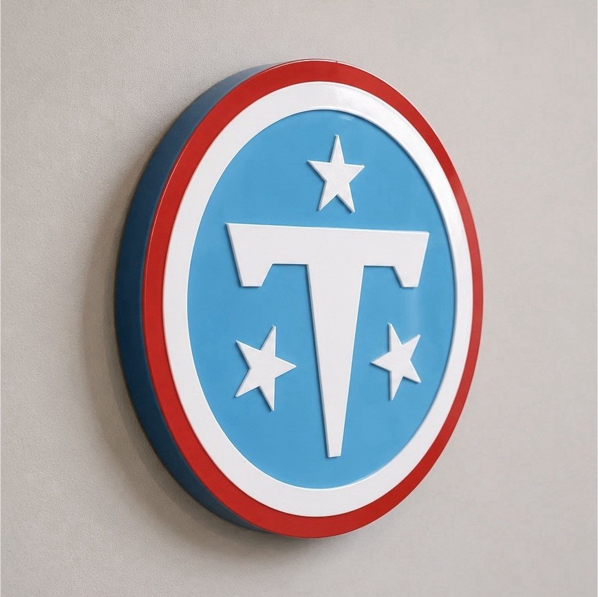 Tennessee Titans 2026 Logo Wall Decal, Blue White Red 3D Plaque, 11 x 11 in