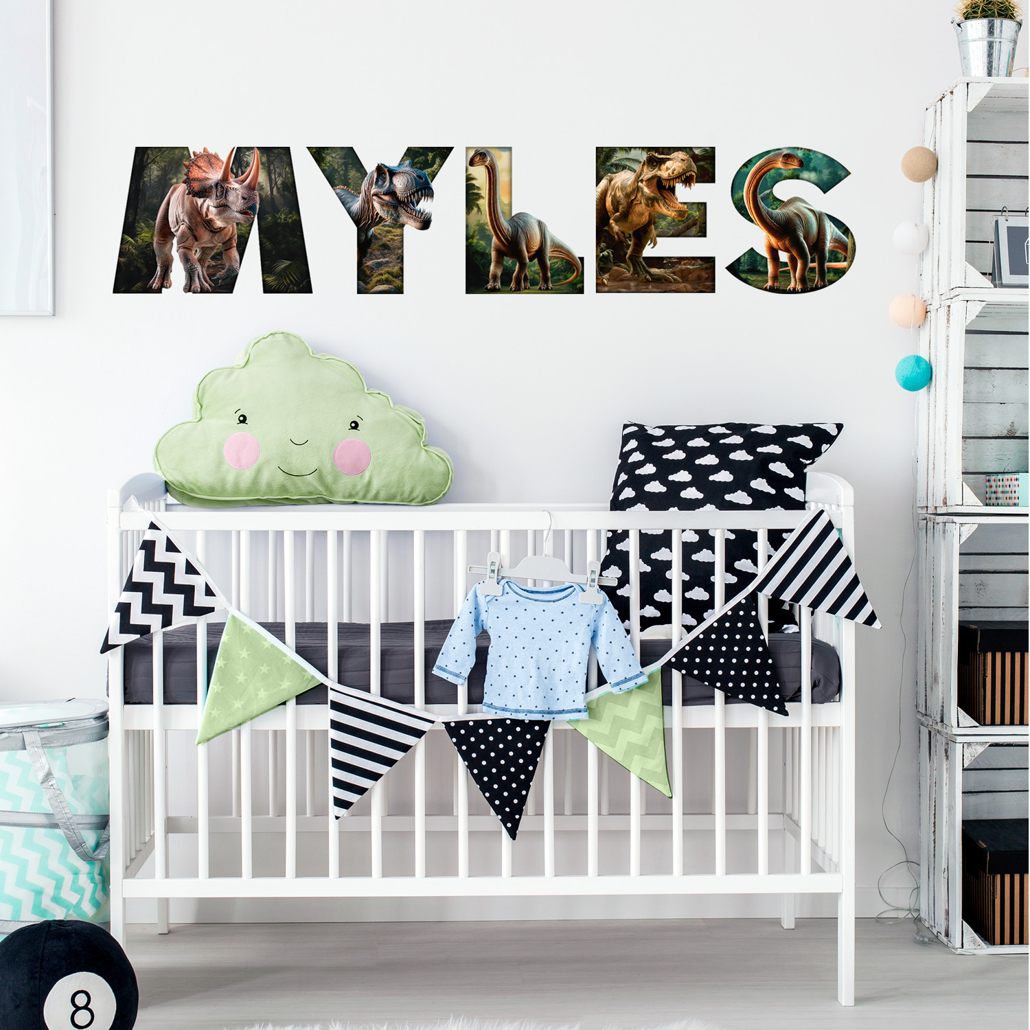 Custom Dinosaur Name Wall Decal Sticker for Kids Bed Room,Boy Dino Nursery Decor