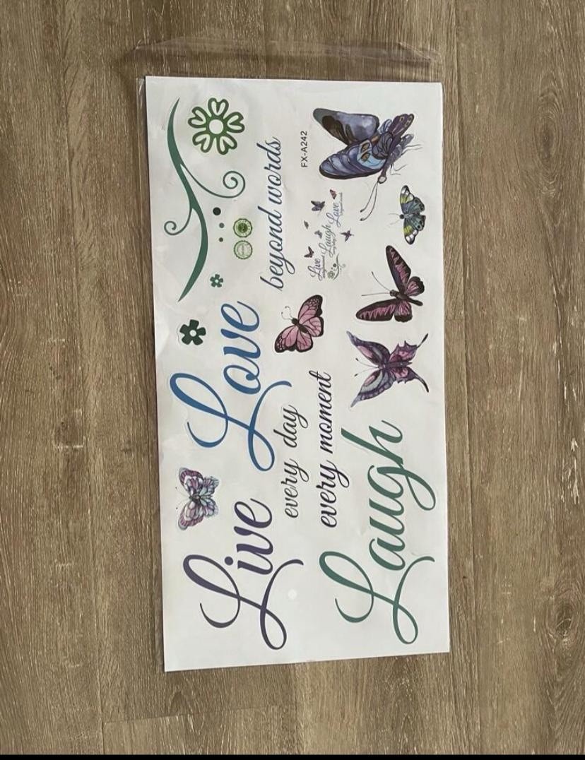 1 PCs Self-Adhesive PVC Wall Sticker Creative Slogan Butterfly Graphic