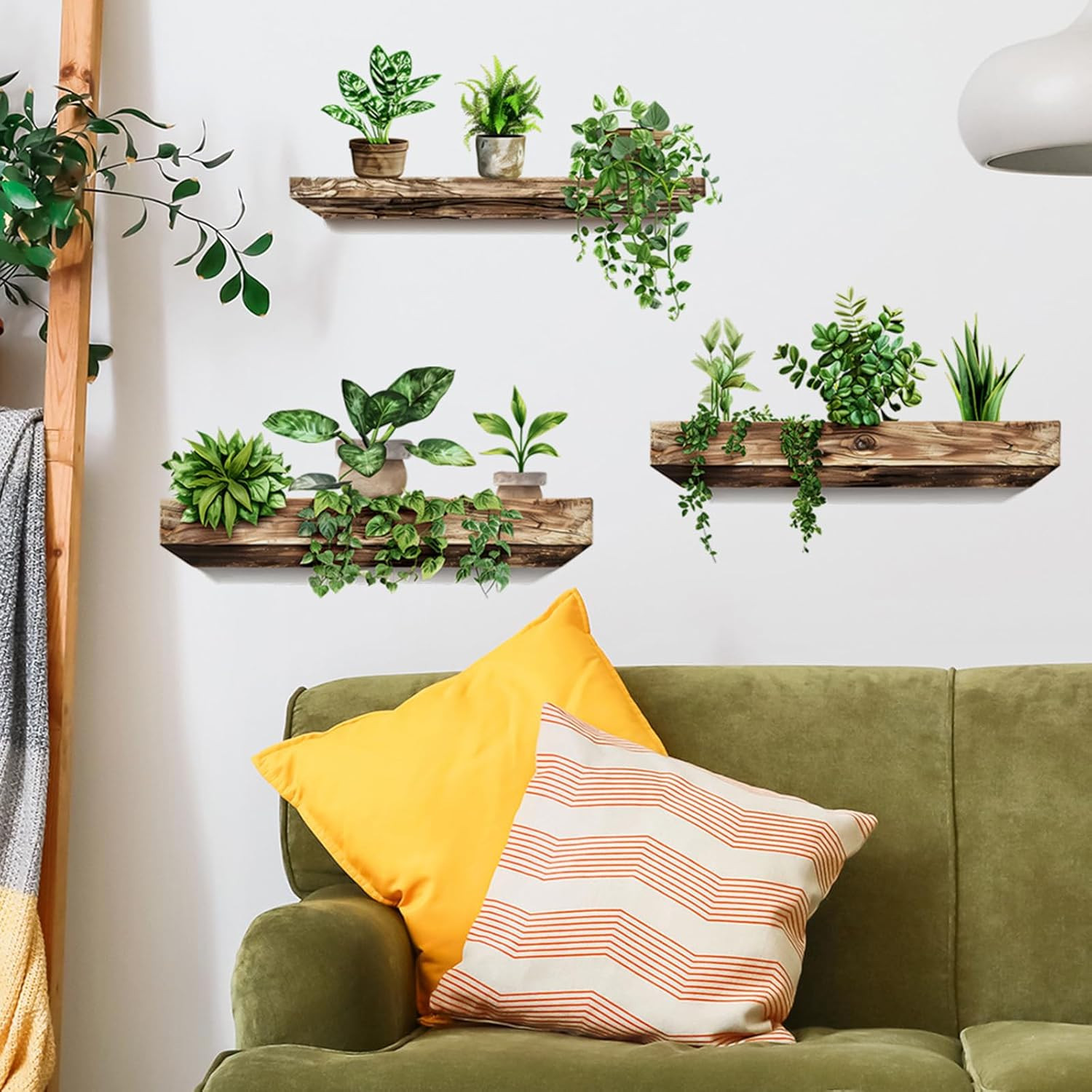 Green Plant Wall Decals 3D Bonsai Tropical Betterfly Wall Sticker Creative Vinyl