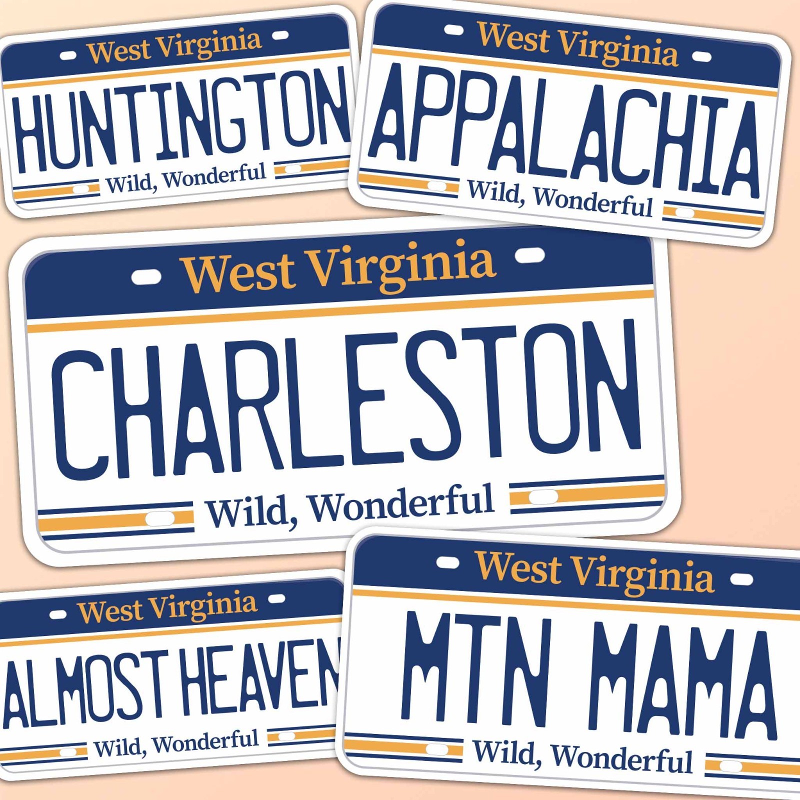 West Virginia License Plate Bumper Stickers – Choose Your WV Decal for Laptop