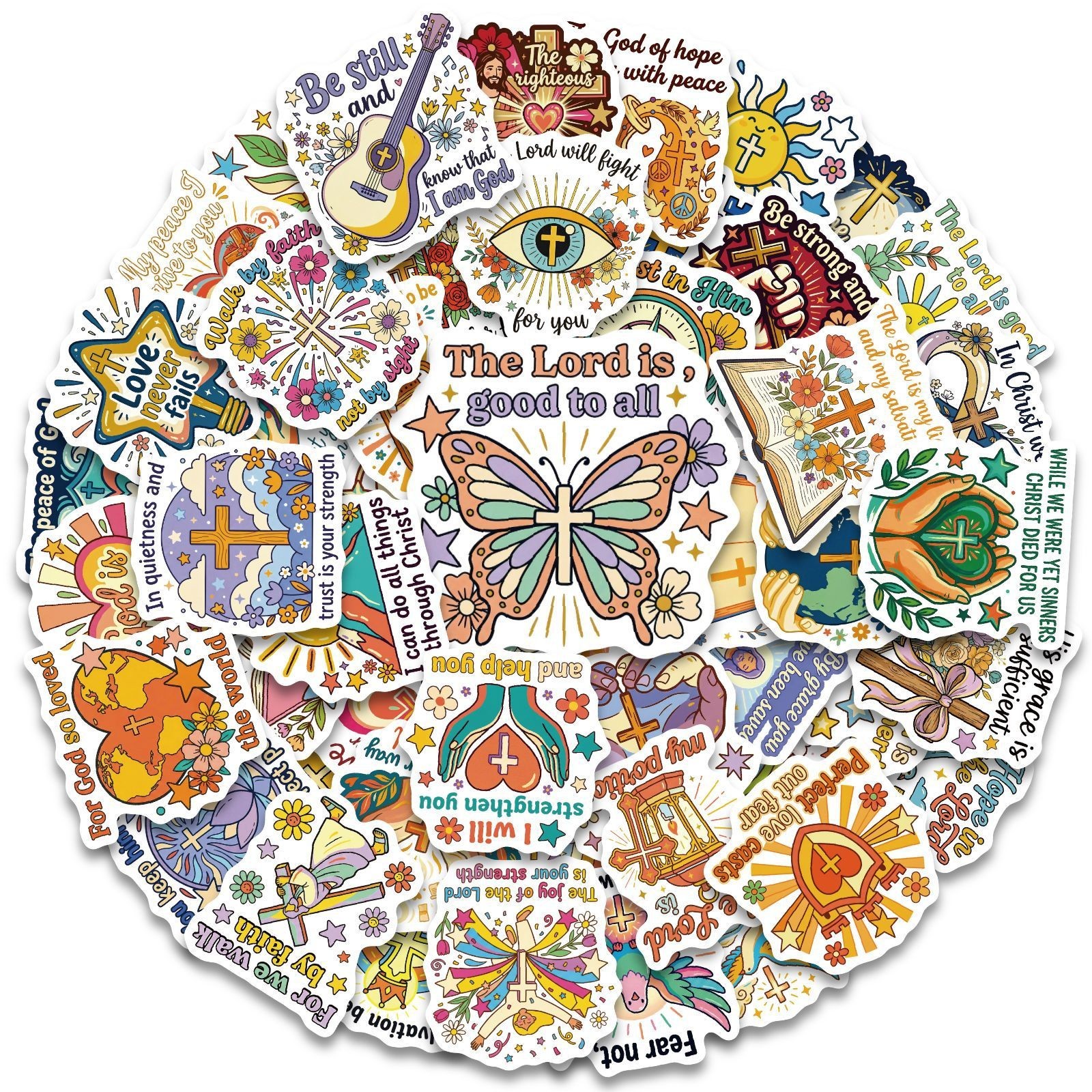 56PCS Christian Jesus Faith Stickers Waterproof PVC Bible Quote Vinyl Decals