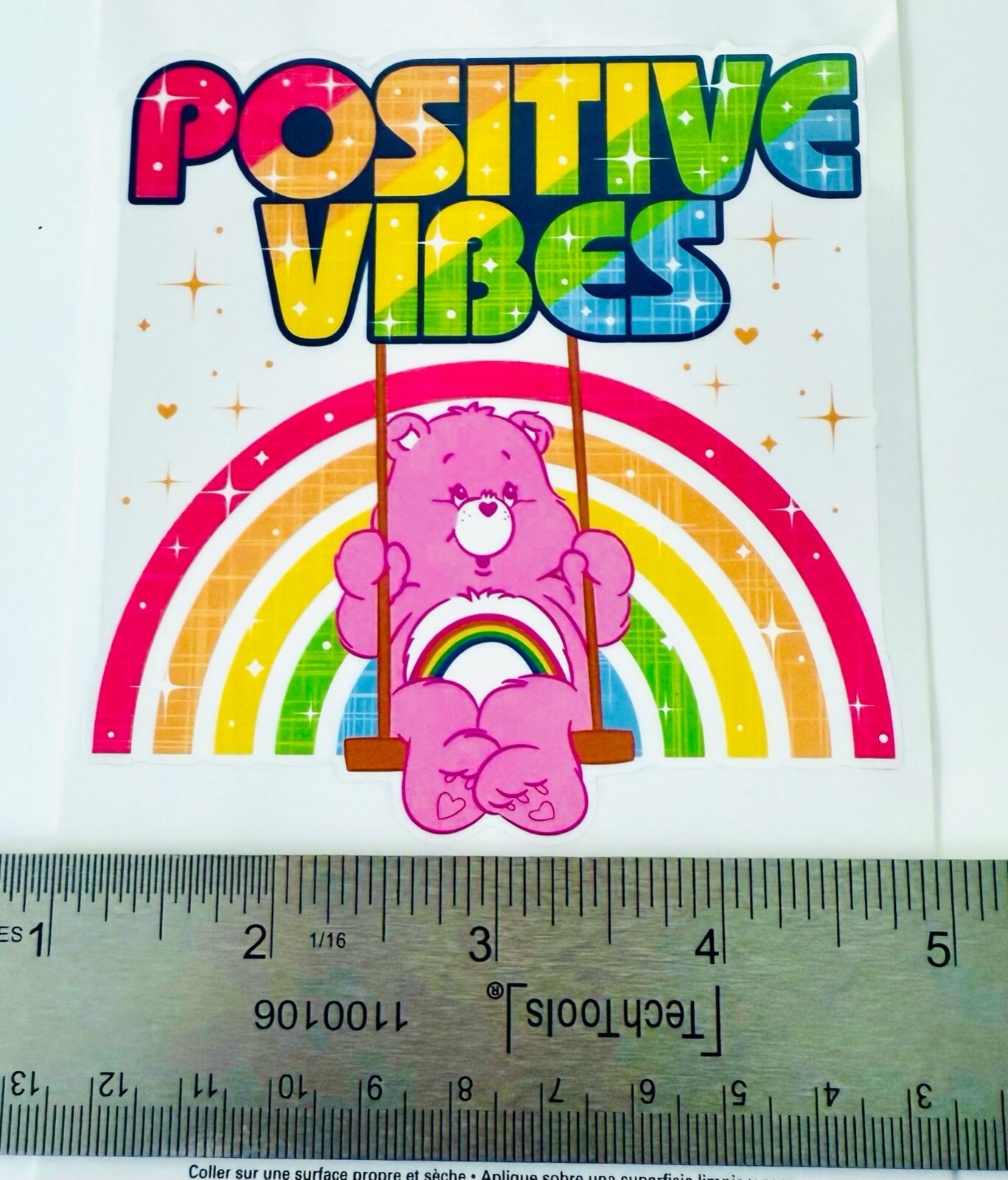 CARE BEARS Roomscapes Decal Cheer Bear POSITIVE VIBES Pink Rainbow Bear New