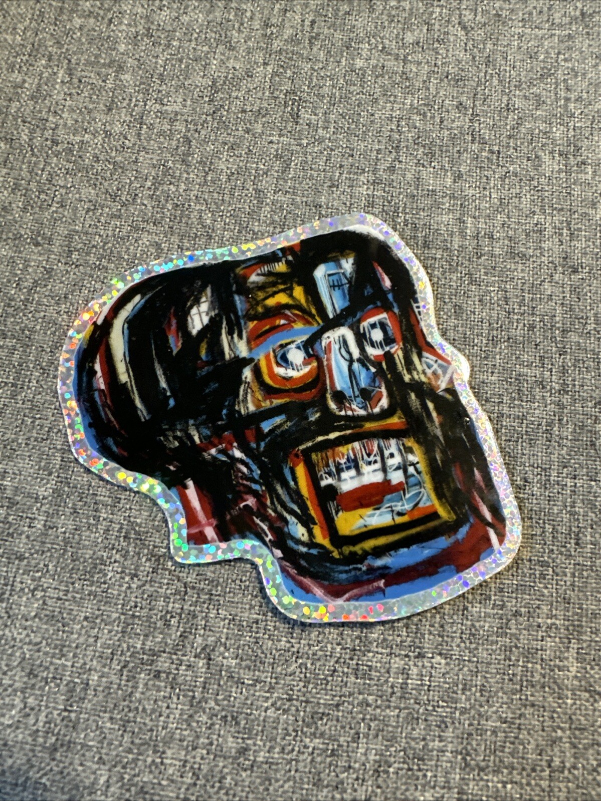 Rare 3" Jean Michel Basquiat Sparkle SKULL Sticker Decal Phone Laptop Fashion
