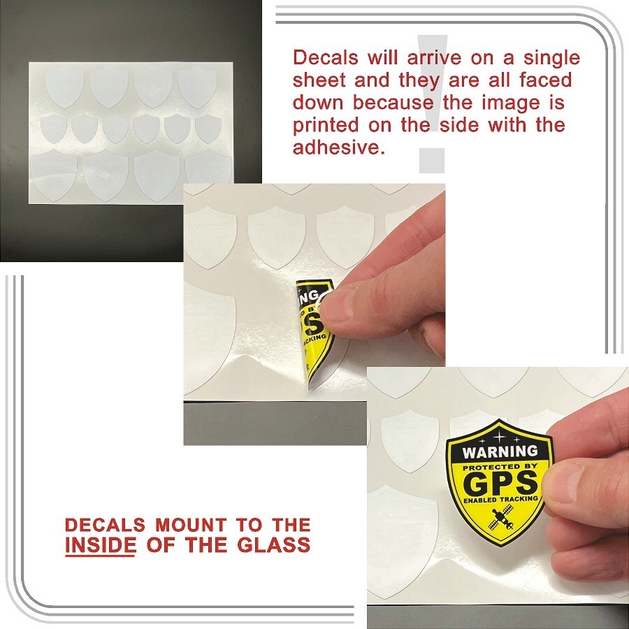 14 PACK GPS Tracking Warning INSIDE MOUNT Theft Deterrent Stickers High Quality