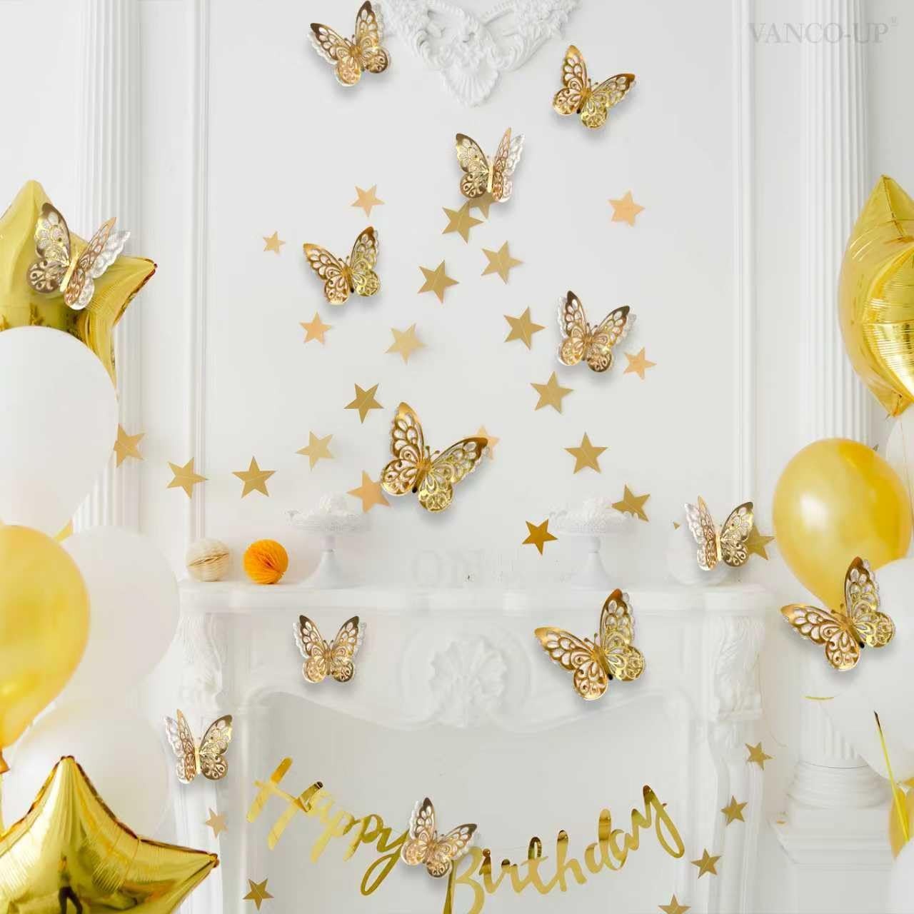 3D Butterfly Wall Decals – & Wedding Celebrations, -Adhesive Wall Art Decorat…