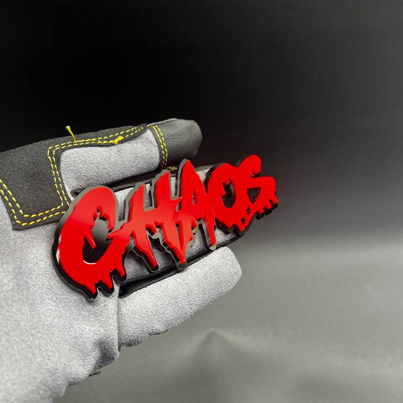 1x Drip CHAOS Custom Text 3D Acrylic Car Emblem Badge Multicolor Fender Decal