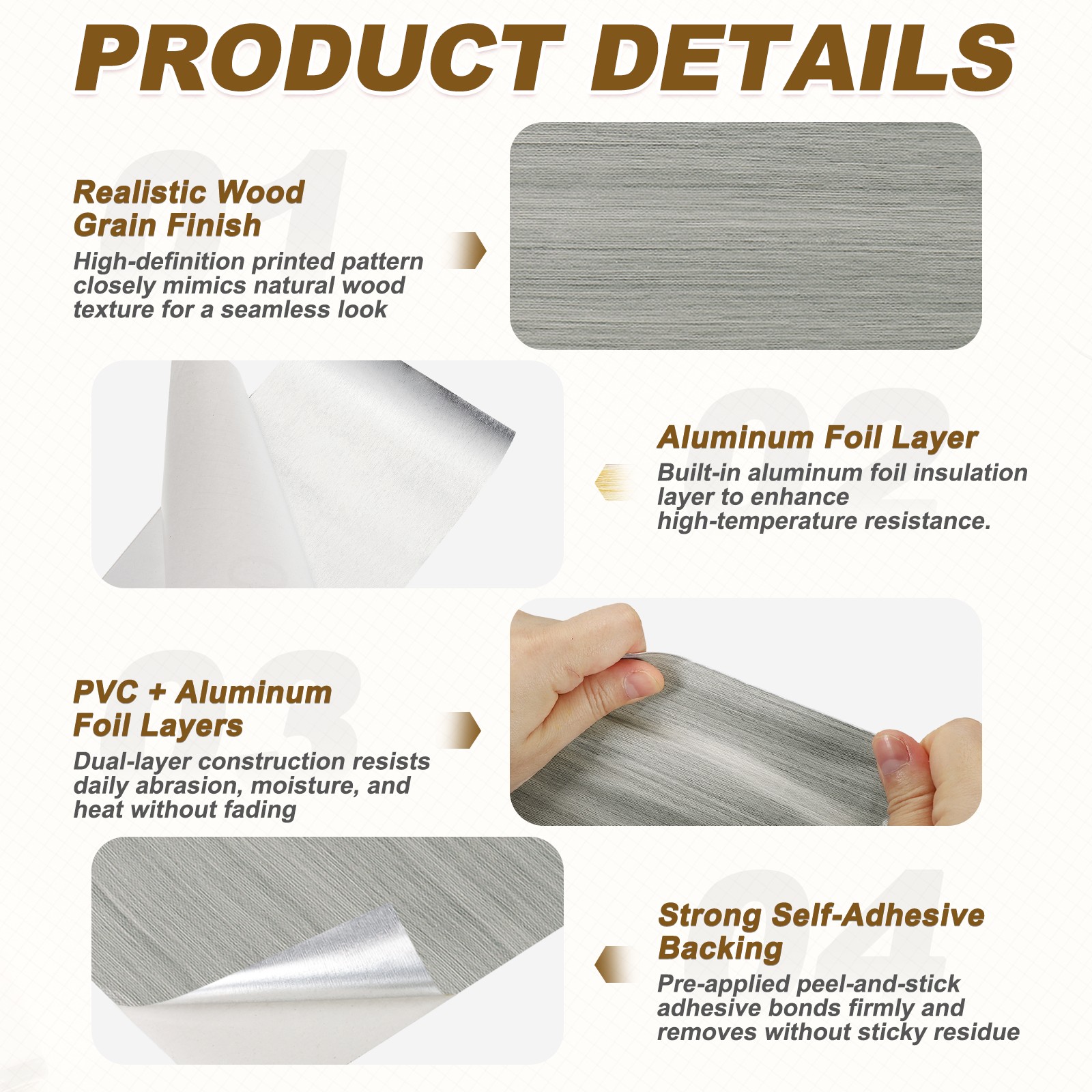 Wood Grain Repair Tape, 5.91 Inch x 16.4 ft Self Adhesive, Dark Grey