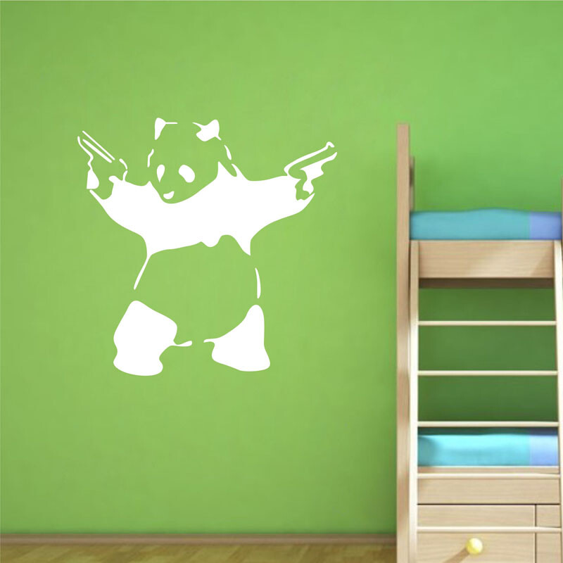 Large Banksy Panda With Pistols Vinyl Wall Decal Street Art Decor Home Sticker