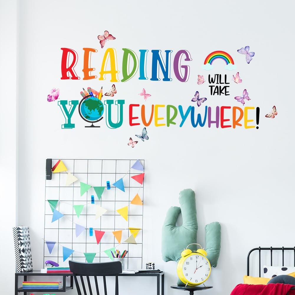 Reading Will Take You Everywhere Inspirational Quote Wall Sticker for Classro…