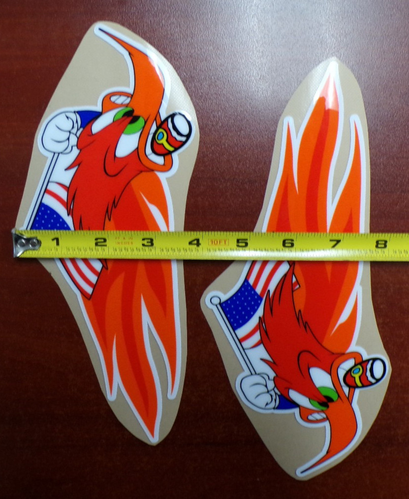 HONDA OLD SCHOOL USA MADE FLAG CORRECT WOODY WOODPECKER GRAPHIC STICKER CIGAR