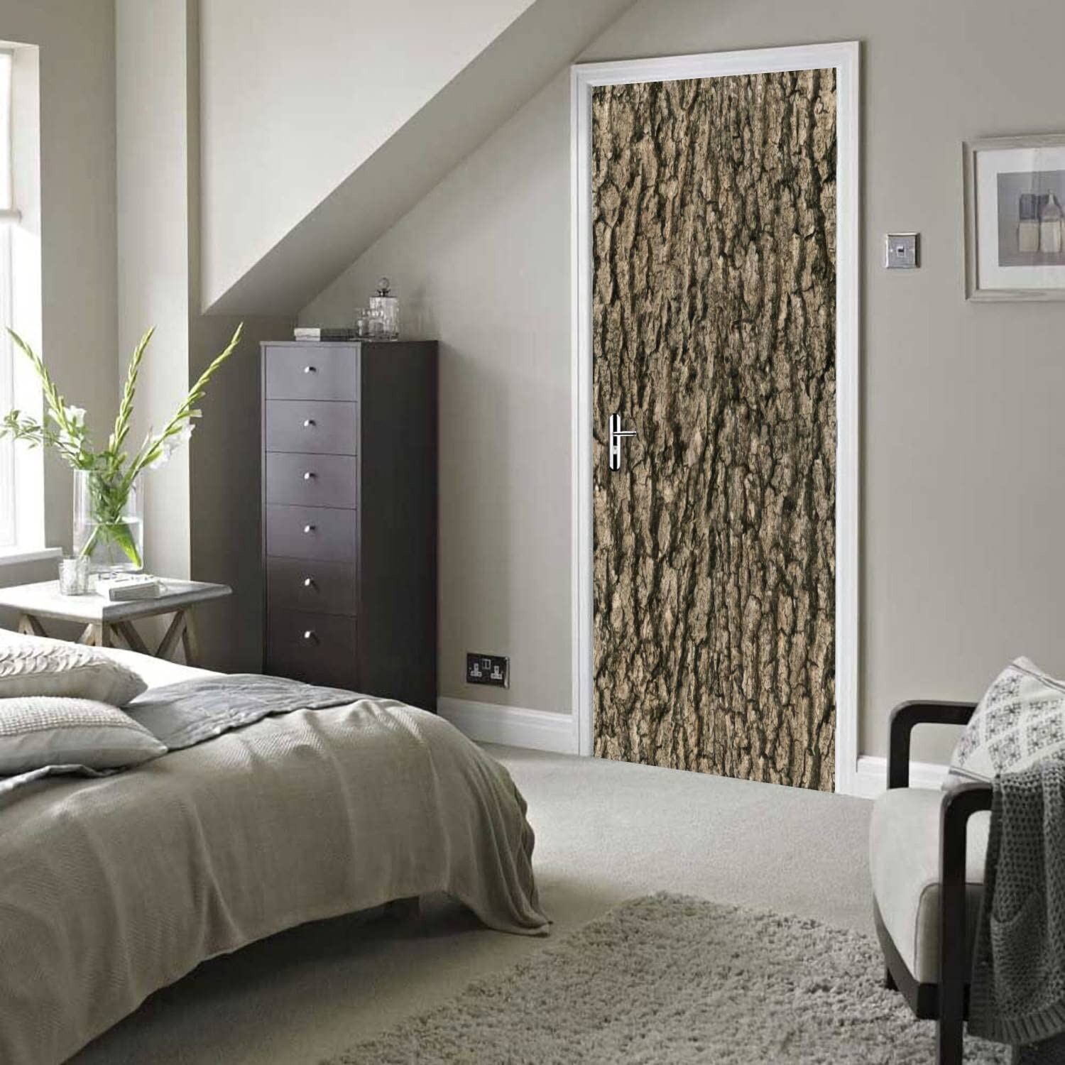 3D Door Decal Seamless bark Tree Texture Door Sticker Poster Self-Adhesive Re…
