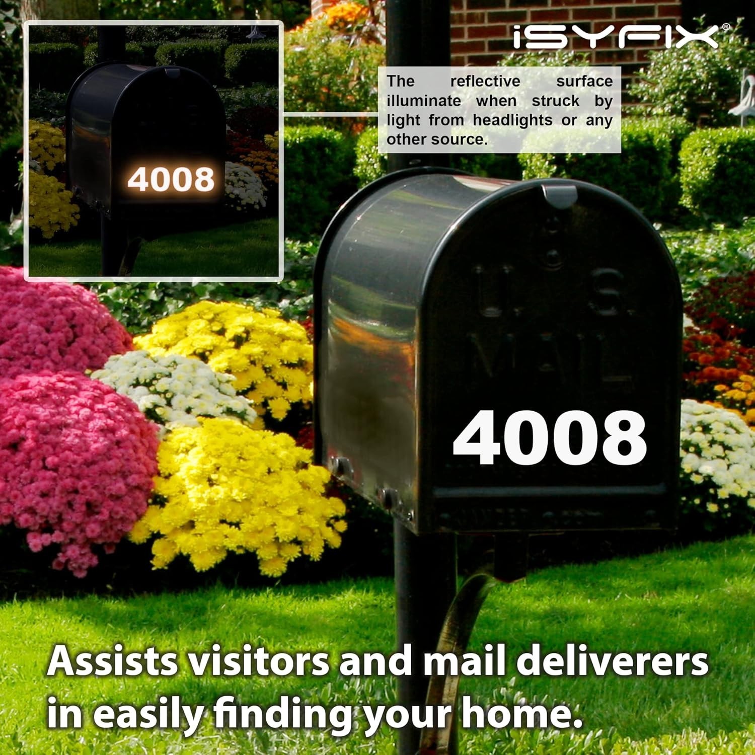 1.5 Inch Reflective Address Numbers – Easy to Apply Self-Adhesive Decal