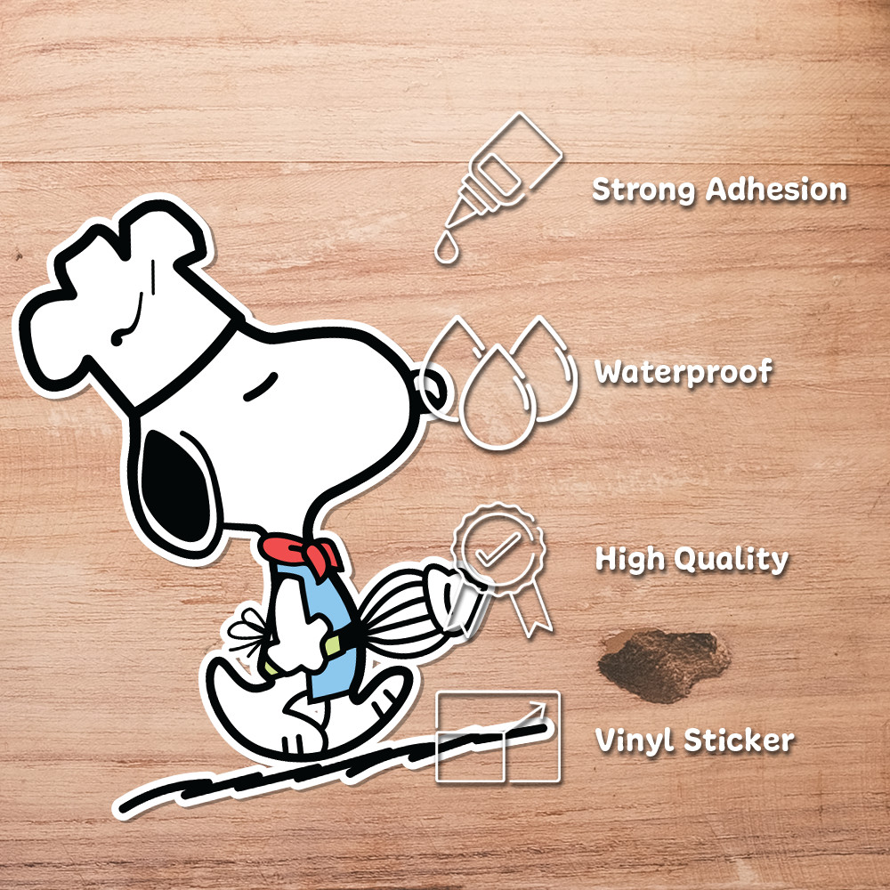 Peanuts Snoopy Chef Sticker – Aesthetic Vinyl 2.6" W x 3.5" H