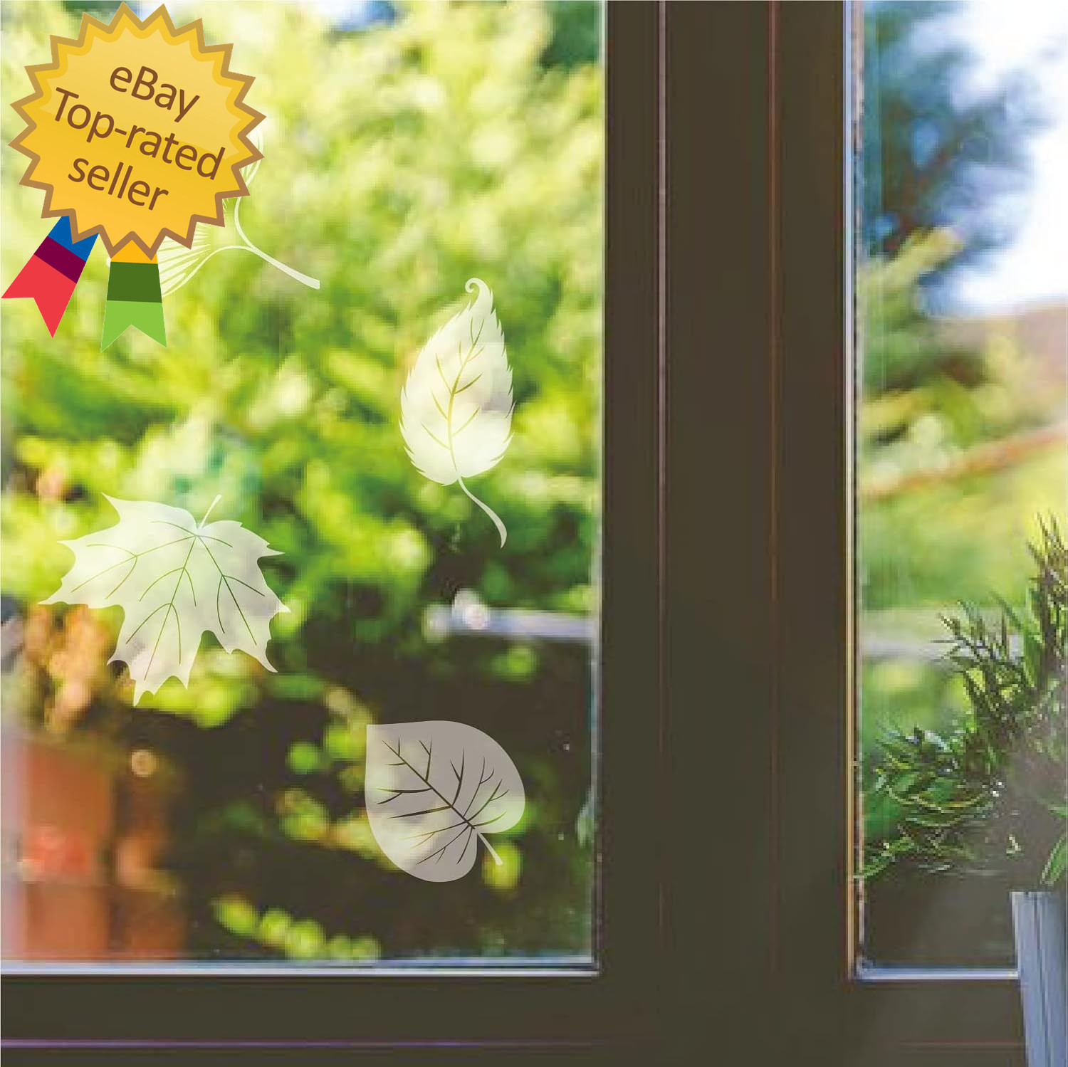 Window Decals for Bird Strikes,52 Pieces Large Leaf Shape anti Collision Window