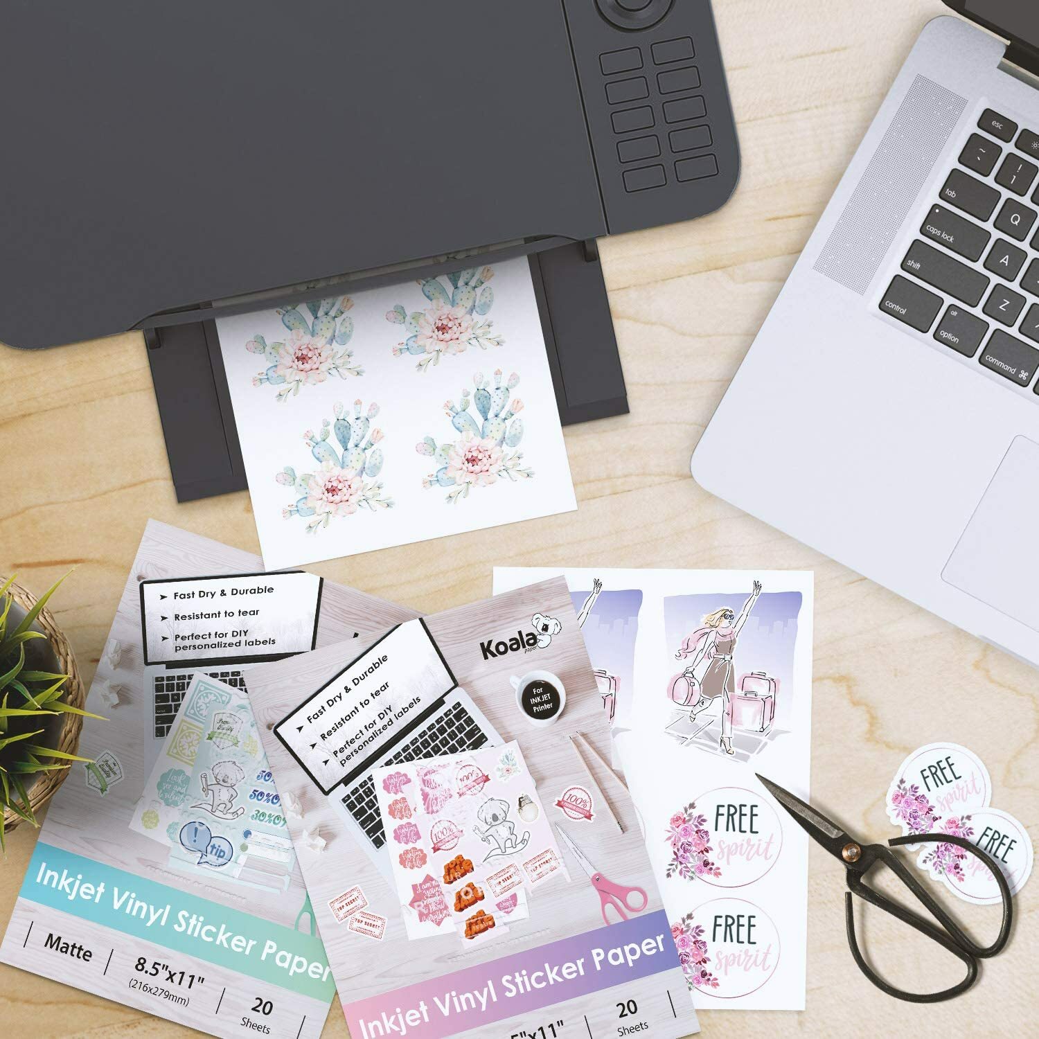 Koala Printable Vinyl Sticker Paper Waterproof Bulk 200 Matt Inkjet Laser Print