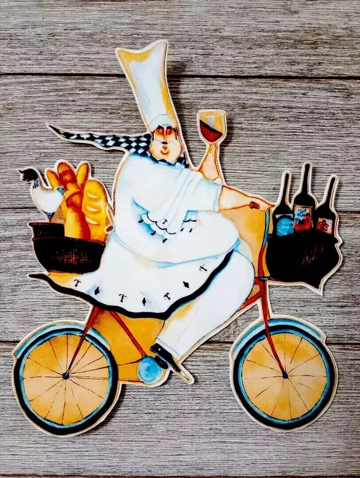 italian chef kitchen wall safe sticker bicycle chicken 10 inch 1pc