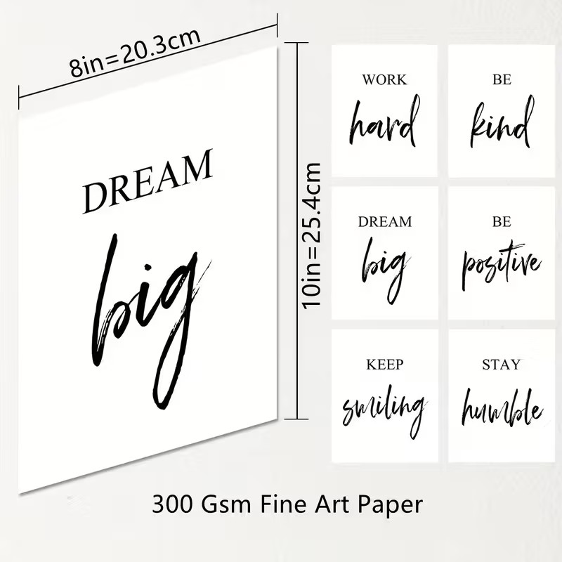 Inspirational Motivational Wall Art Quotes Sayings Home Office School Class 8×10