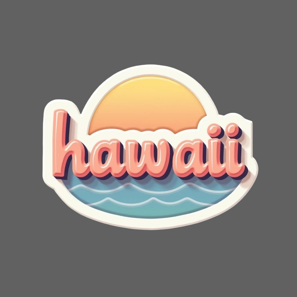 Hawaii Sticker Vinyl Decal Sunset Ocean Retro Beach Travel Tropical