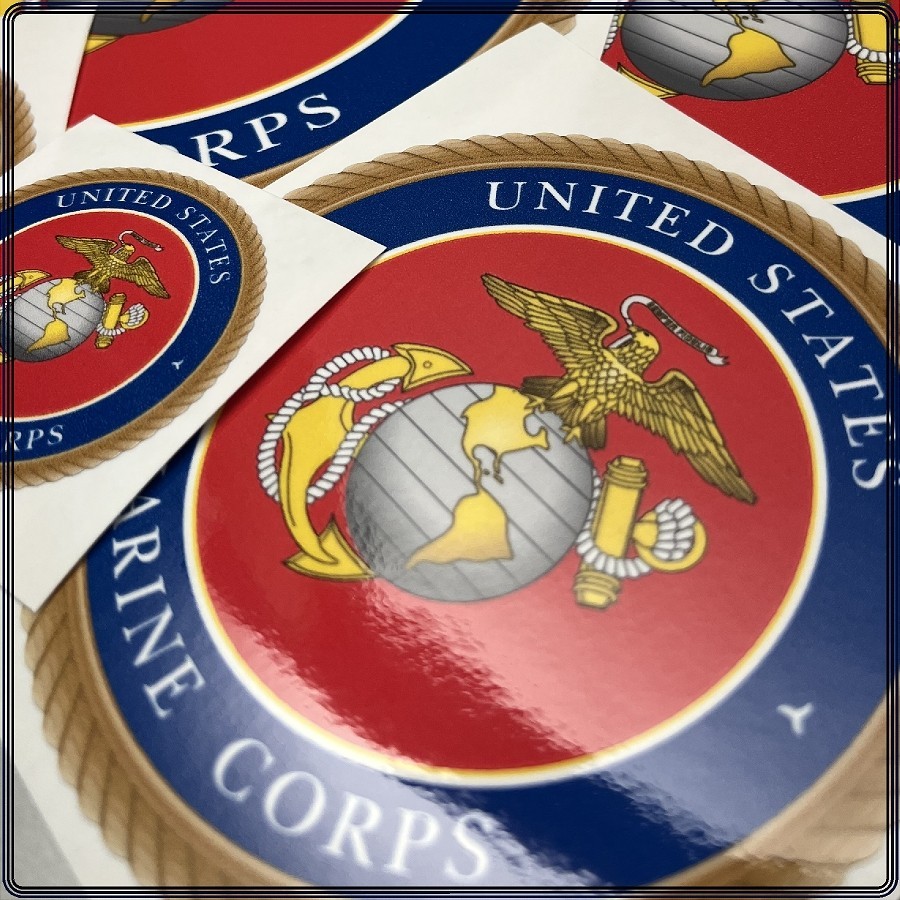 United States Marine Corps Seal Blue Red & Gold Laminated Sticker Choose Size