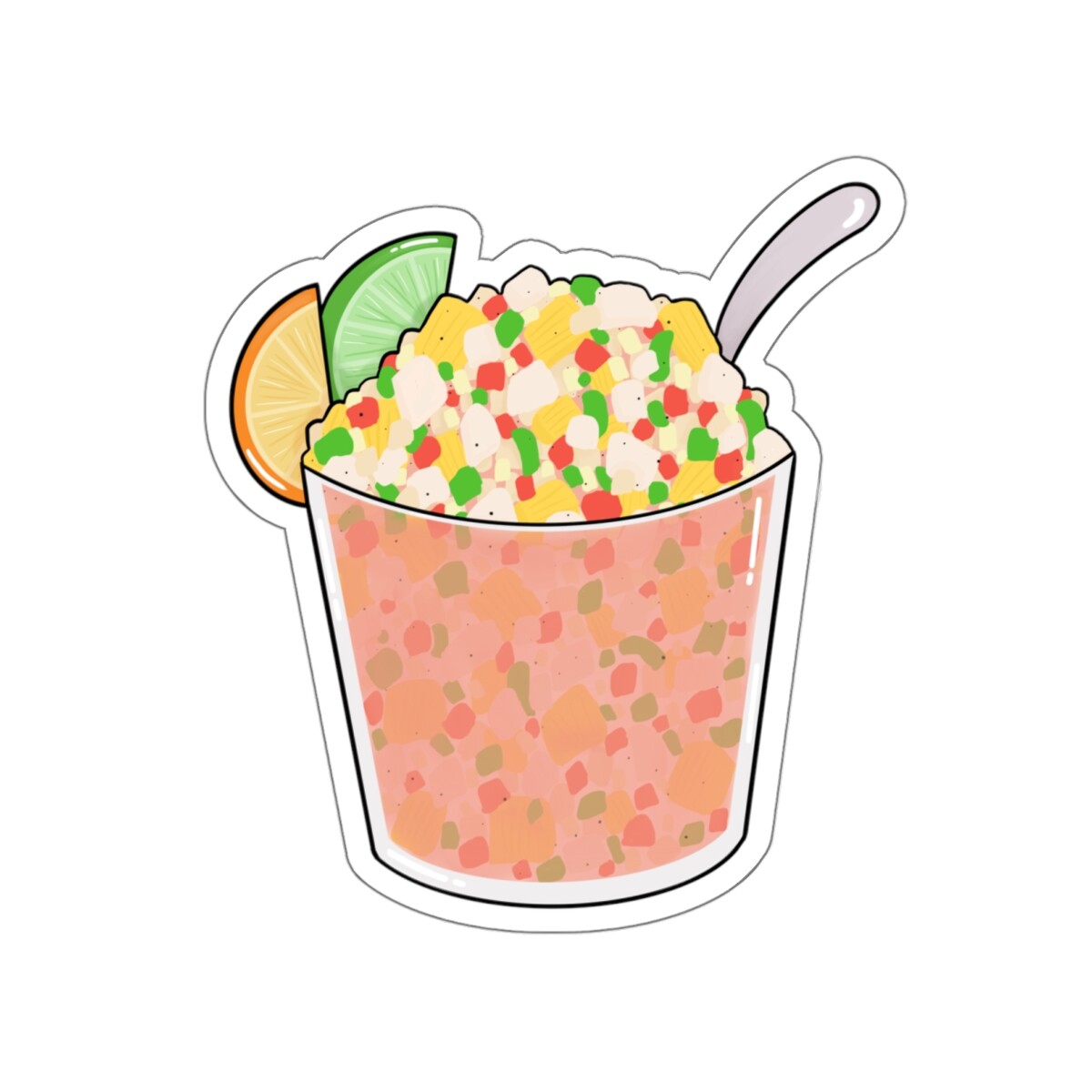 “Miami Conch Salad” Illustration Die-Cut Water-resistant Stickers