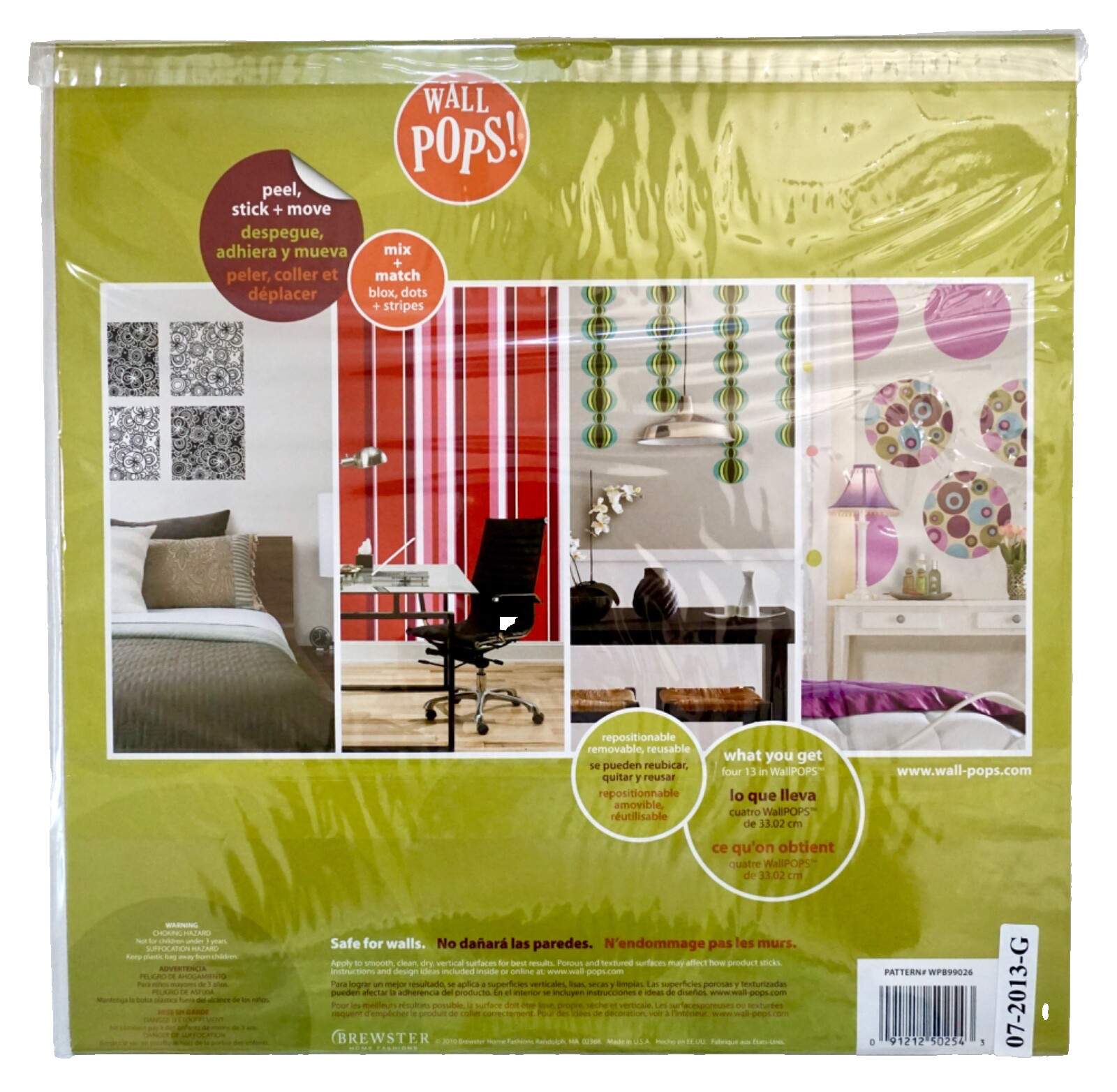 Brewster Wall Pops, Peel & Stick Removable Wall Art, 4 Packs of 4 Pops, 16 Total