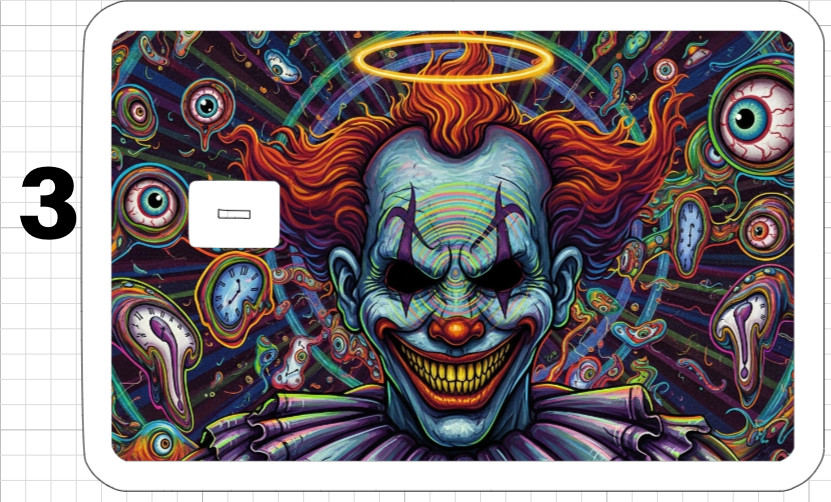 Acid Trip Demon Clown Credit Debit ATM Card Skin Sticker Trippy Gift Retro