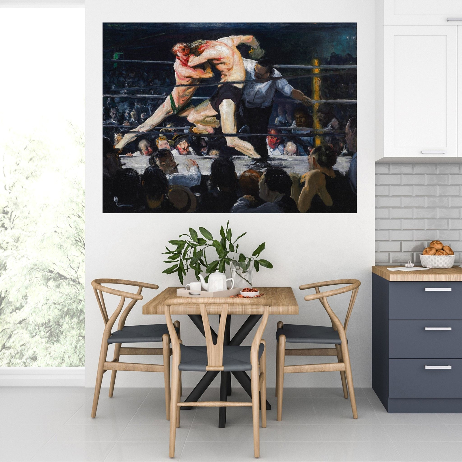 Boxing Match Painting Artwork Wall Mural. Stag at Sharkey's (1909) painting by G