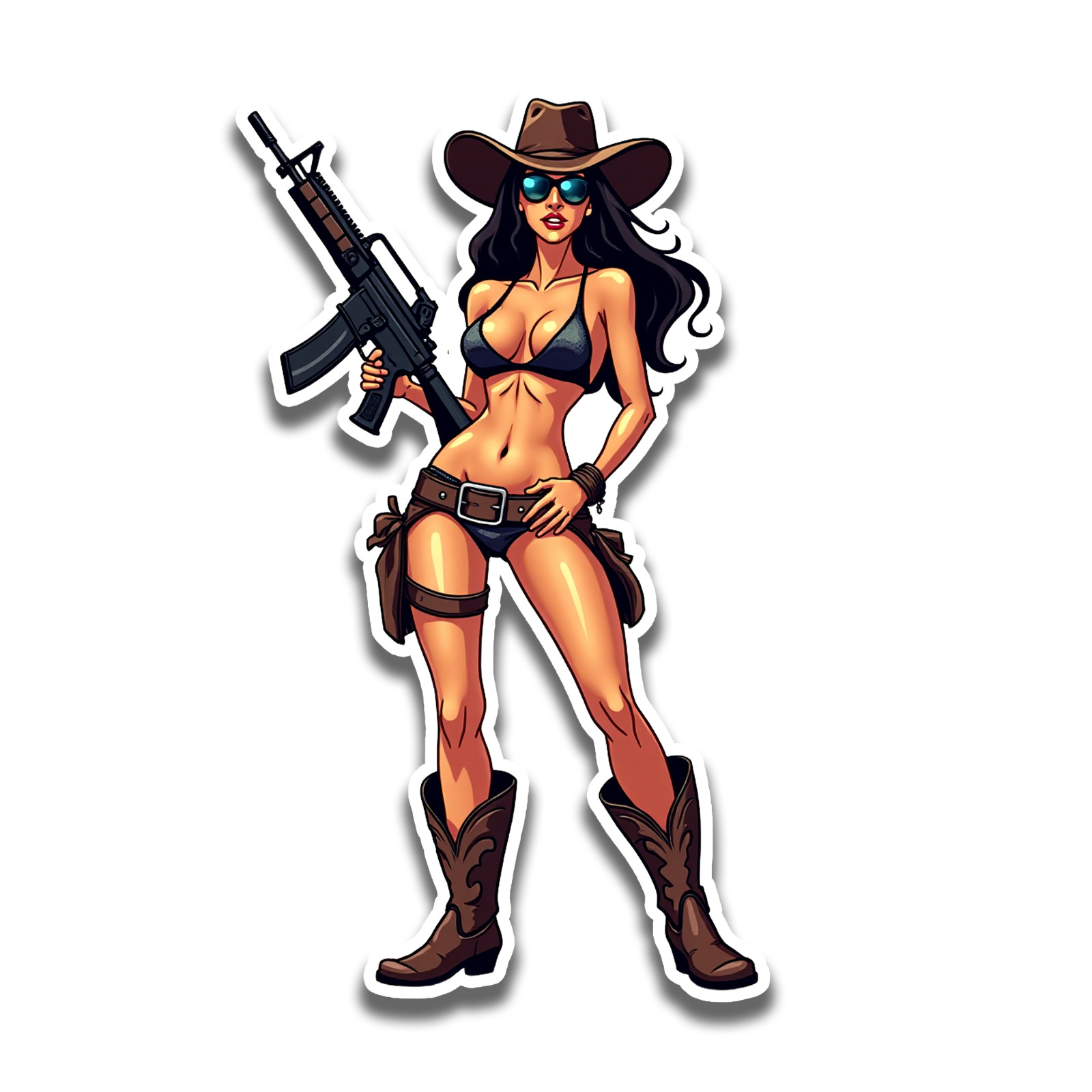 Gun Chick Vinyl Sticker Decal 4″ Waterproof Car Laptop Cup Outdoor Indoor USA