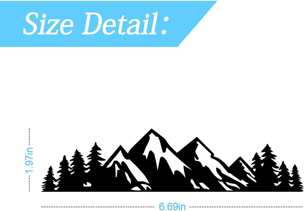 7 Inch Snow Mountain Tree Stickers for Car, Mountains Graphic Logo Decals, Premi