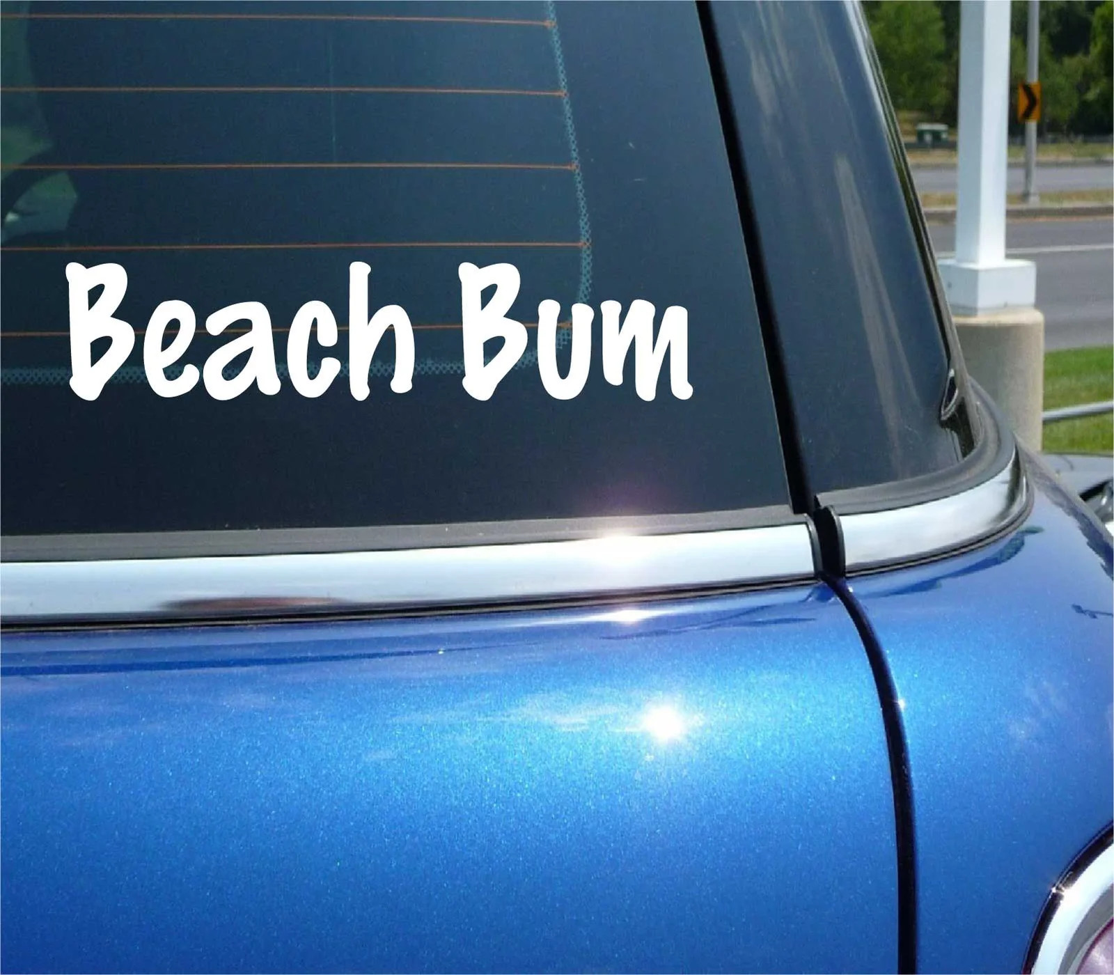 BEACH BUM DECAL STICKER LAKE RIVER OCEAN WAVE SURF TAN SHELL WARM CAR TRUCK