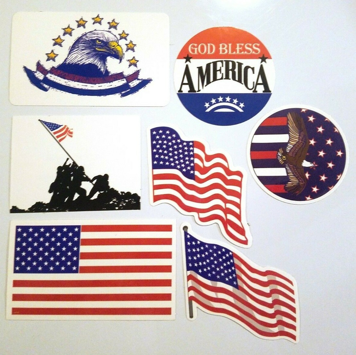 US Flag Patriotic Series Stickers Full Set of 7 Vending Machine Decals God Bless