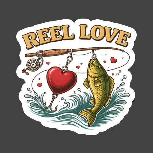 Fishing Sticker Vinyl Decal Reel Love Heart Hook Funny Fisherman