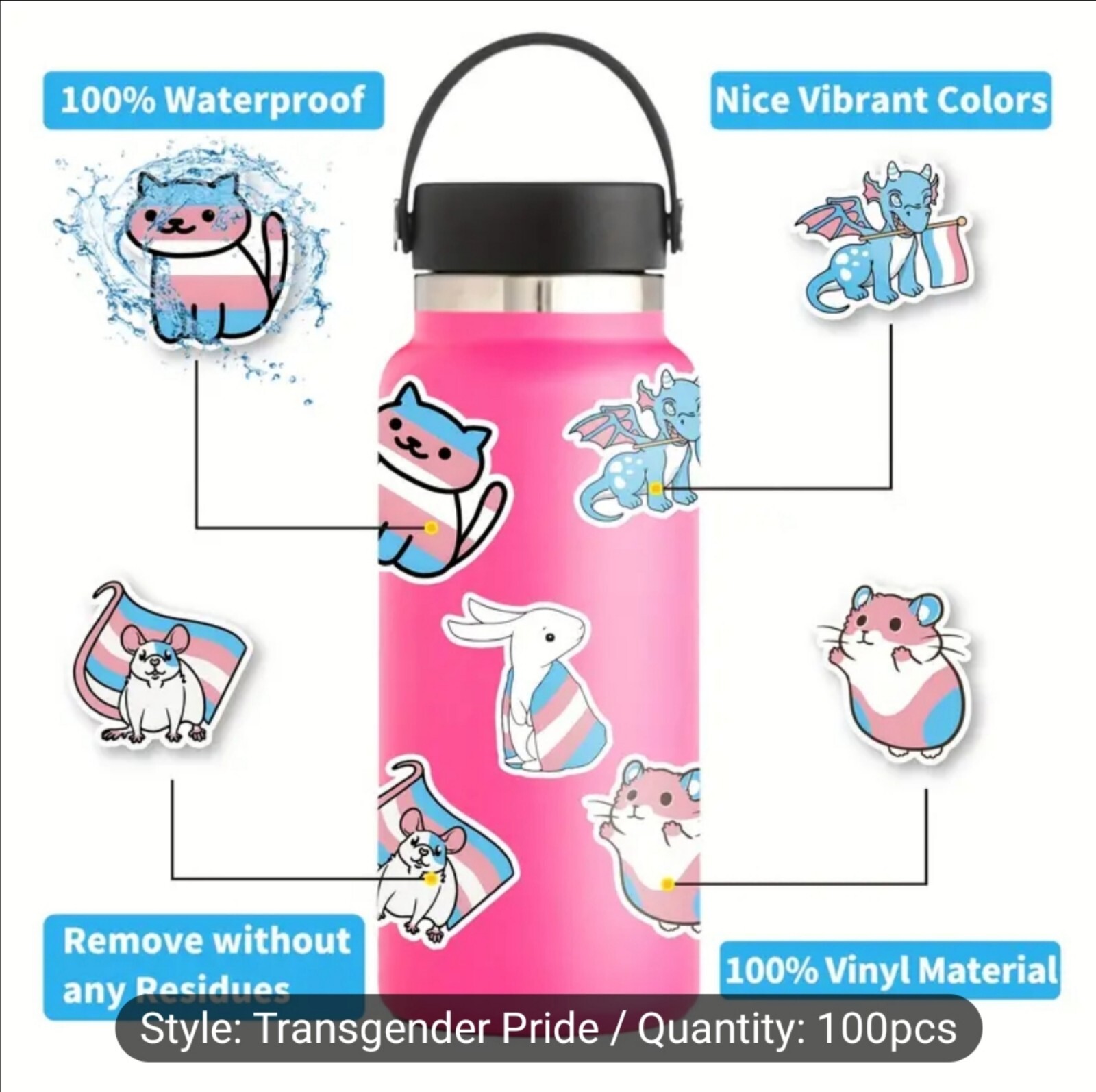 10 PCS Trans Queer Pride Stickers BRAND NEW